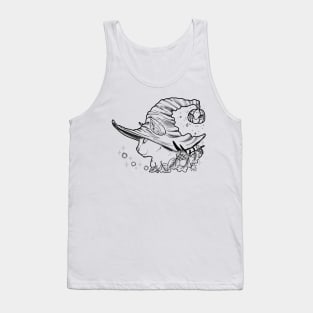 witch cat black lineart Tank Top